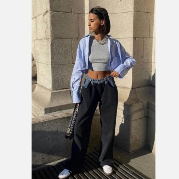 The Frankie Shop Black and Blue Wide Leg Pants - Picture 7 of 15